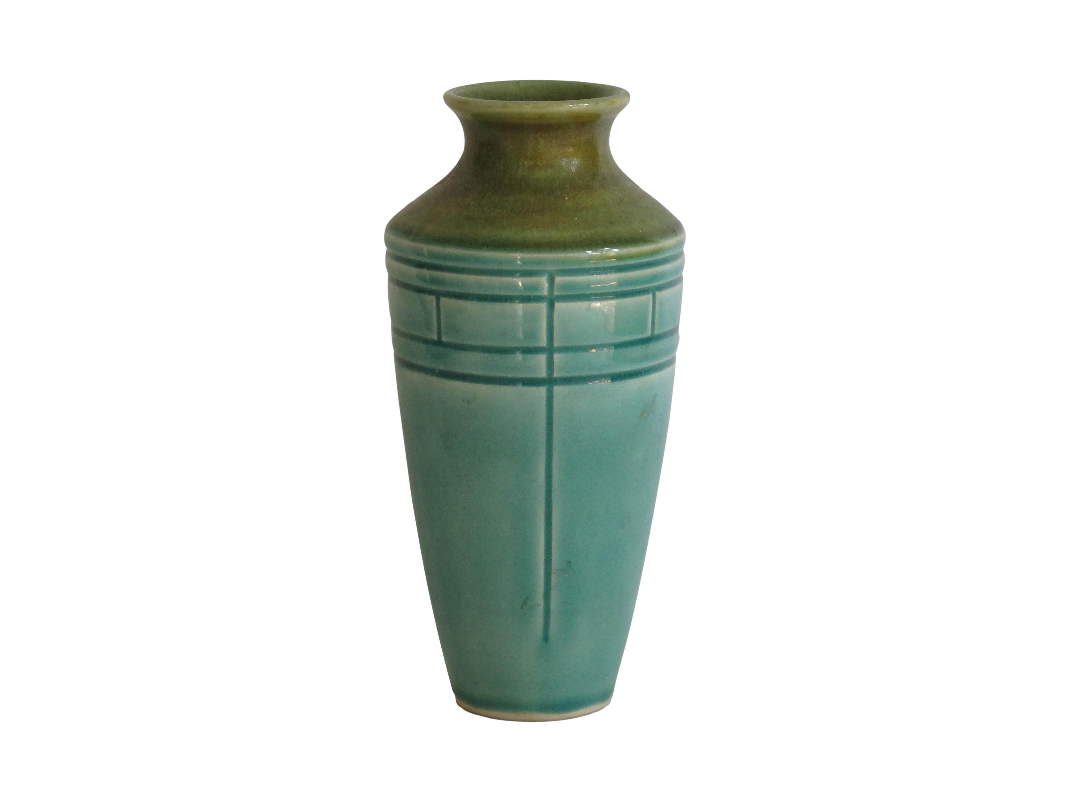 Art Deco Style Green & Teal Vase Chairish