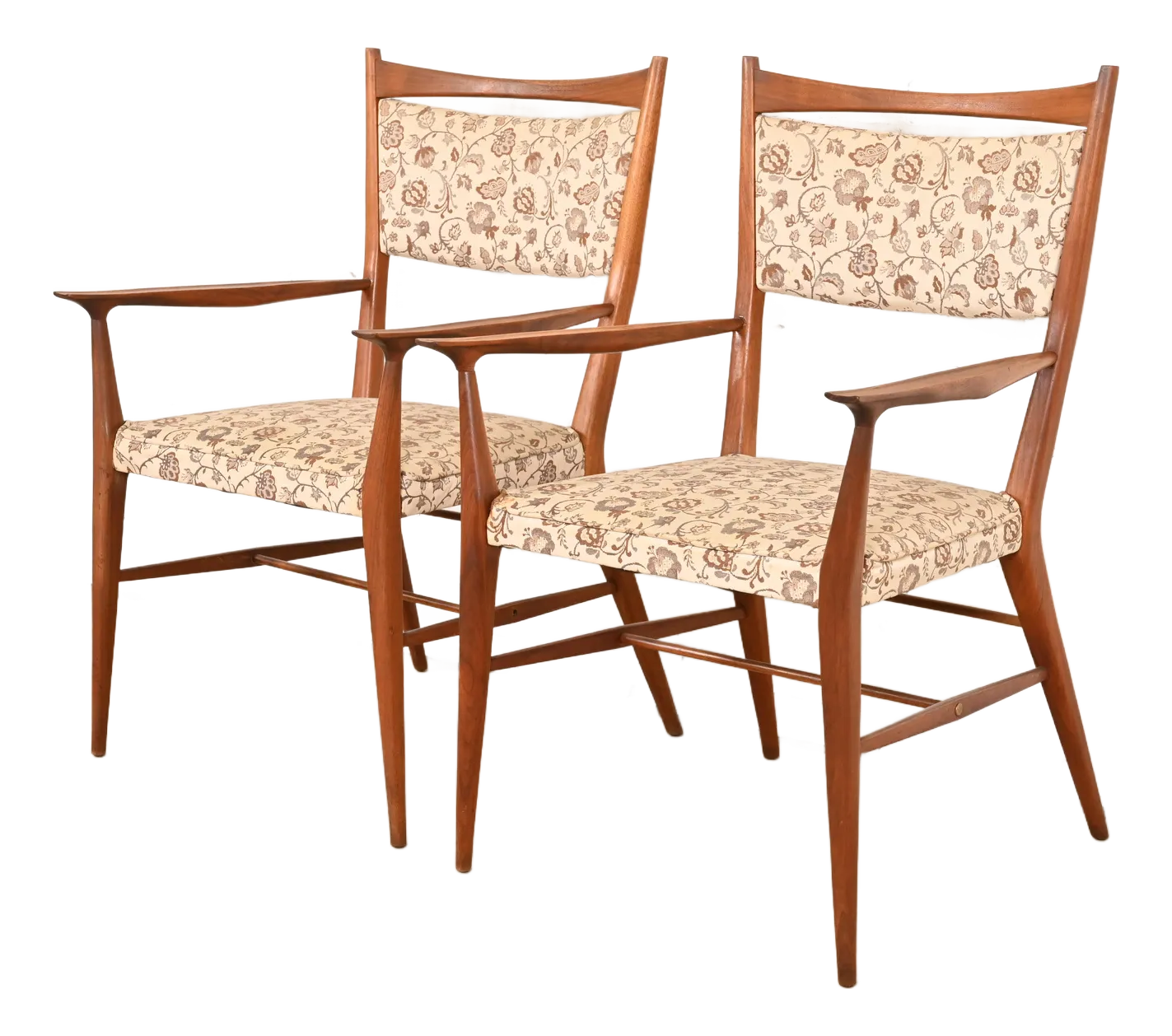 Paul McCobb for Directional Sculpted Walnut Armchairs, Pair Chairish