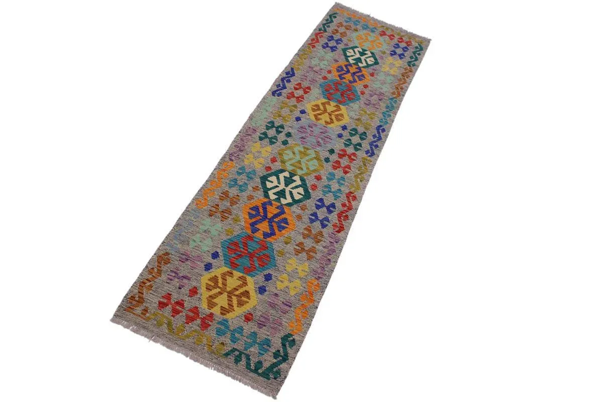 Tribal Hand-Woven Kilim Wool Runner - 2\'7\