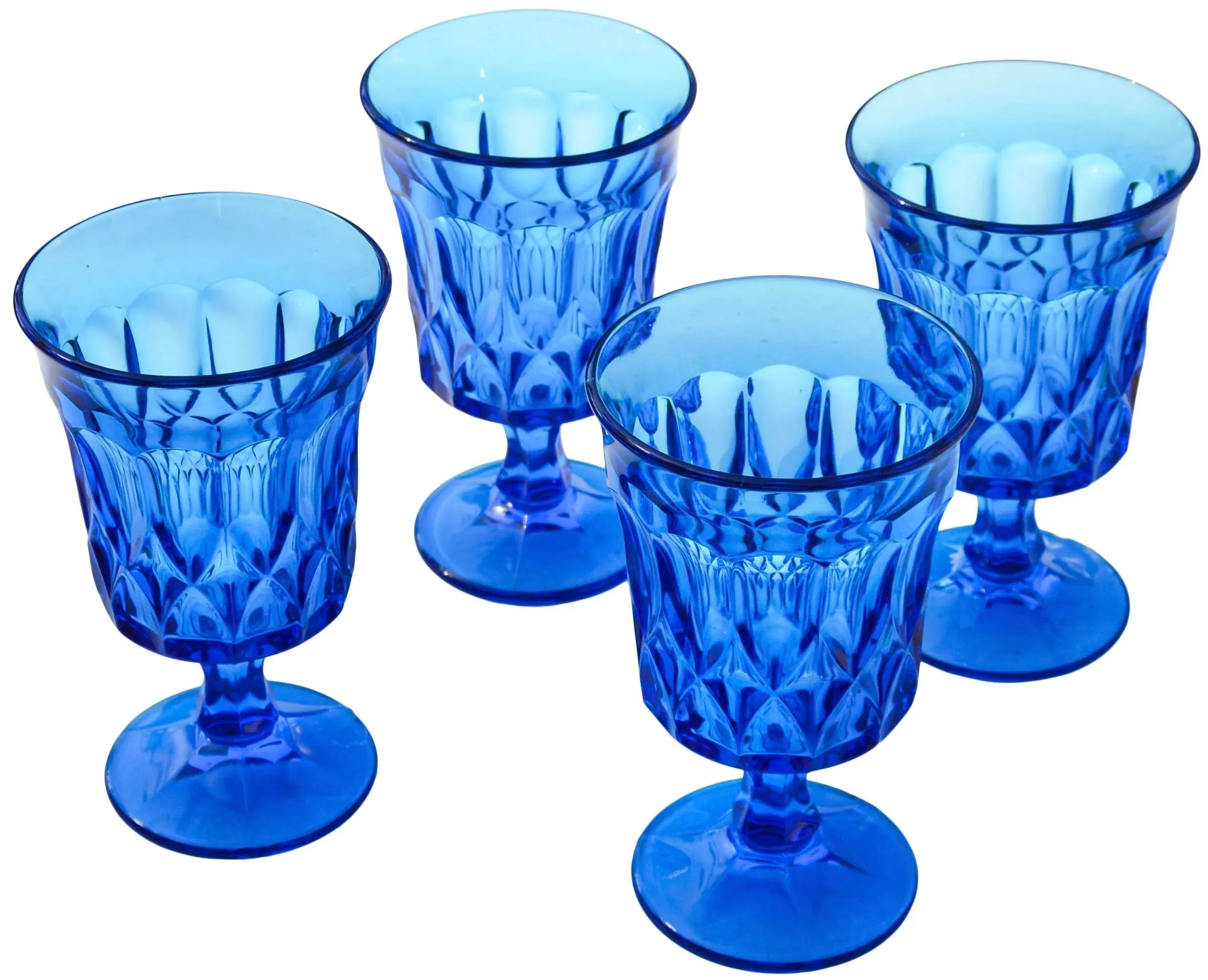 Mid 20th Century Hand-Blown Blue Americana Textured Glasses- Set of 4 main image 2