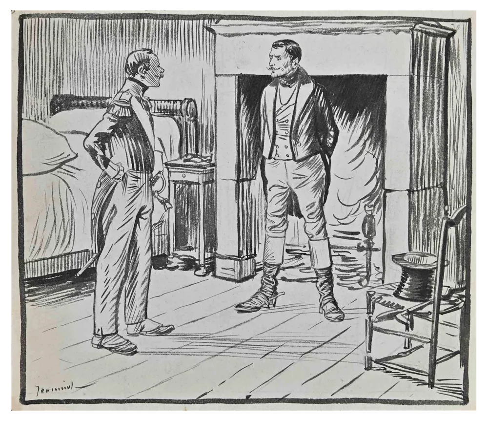 Pierre Georges Jeanniot, Conversation, Ink Drawing, Early 20th Century