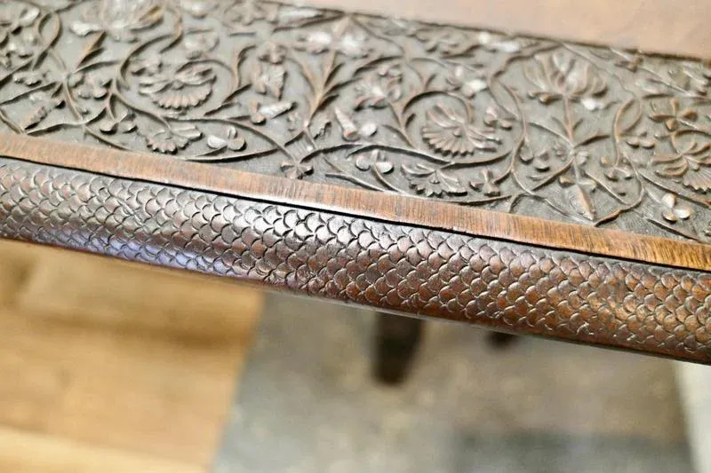 Carved Dining Table and Chairs, 1920s, Set of 7