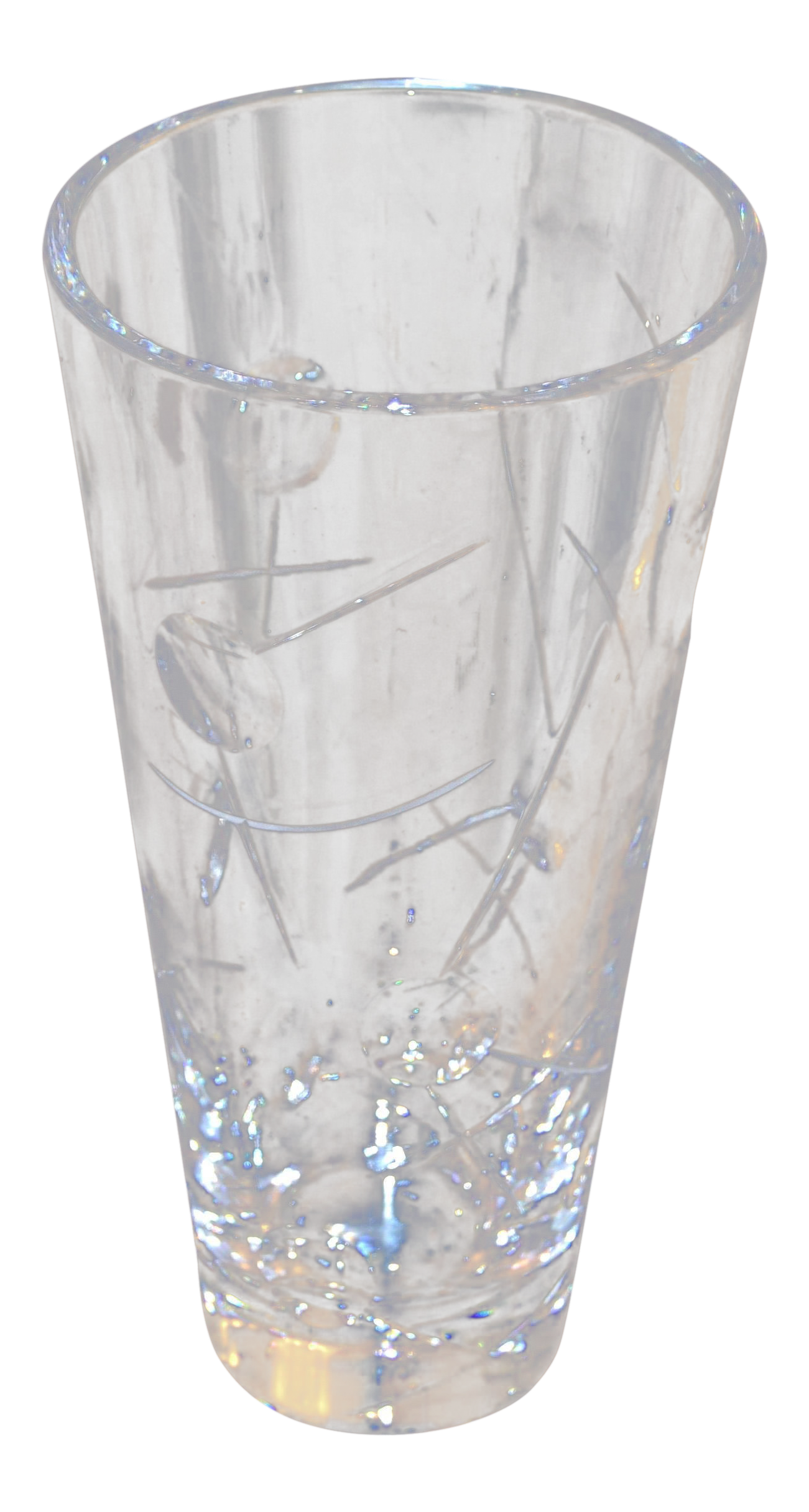 Royal Doulton Cut Crystal Vase With Bubbles And Etching England