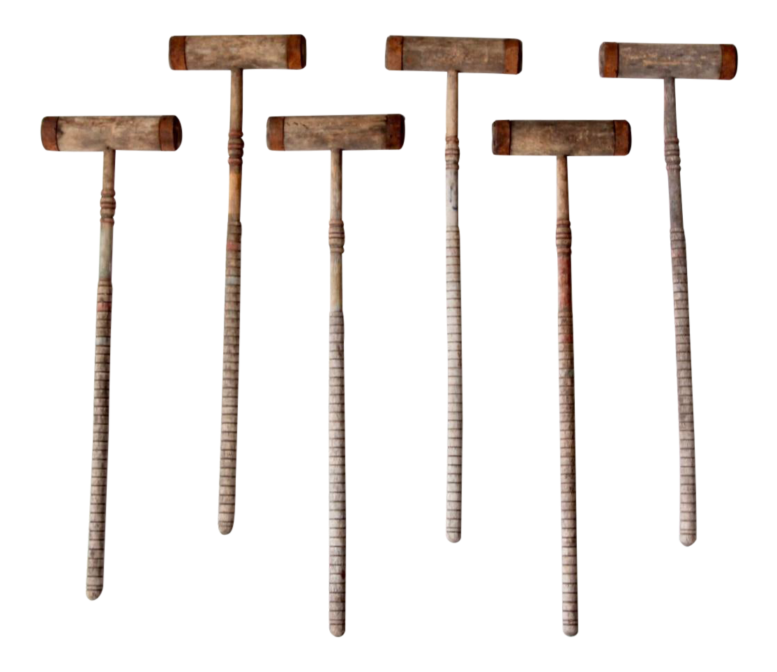 Vintage Rustic Croquet Mallets Set of 6 Chairish