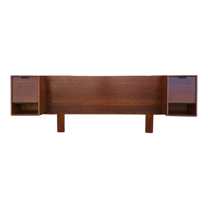 Goro\'s goro\'s K18 Eagle Metal Large, Gold Metal Large, All-Gold MetalMid Century Modern Danish Style Queen Teak Headboard With Floating Nightstands