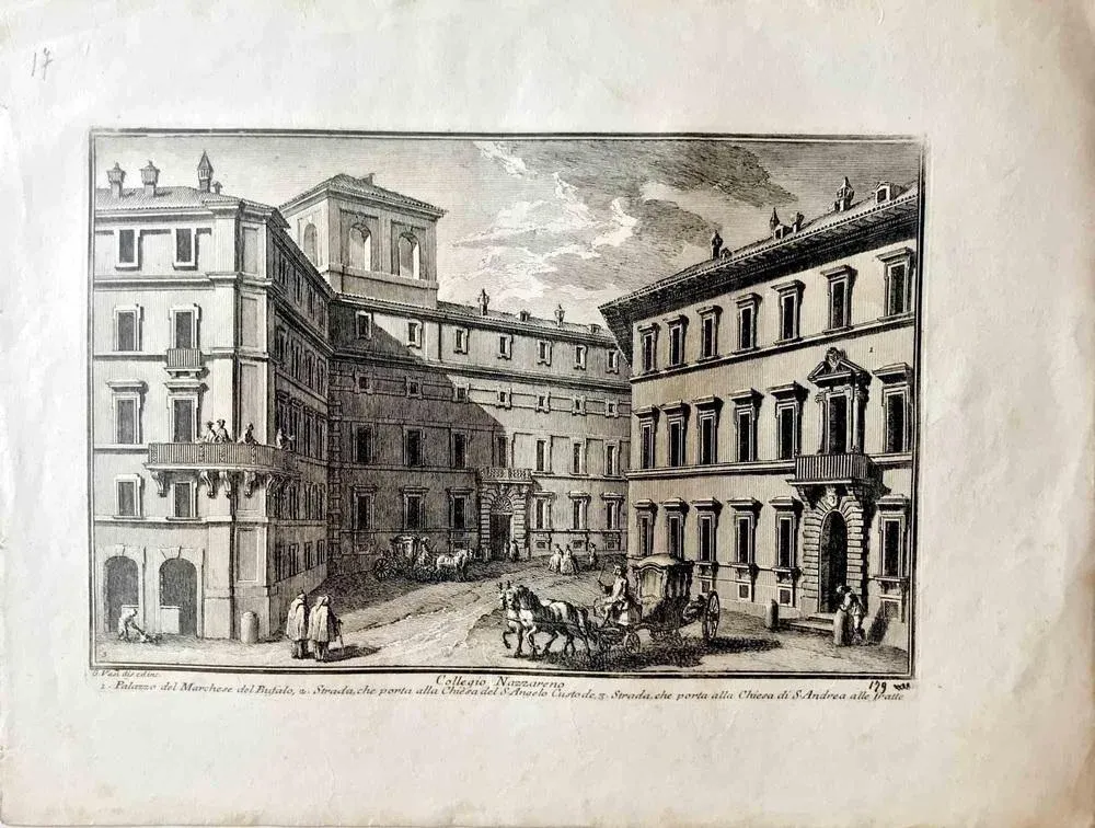 Giuseppe Vasi, Collegio Nazareno, Original Etching, Late 18th Century