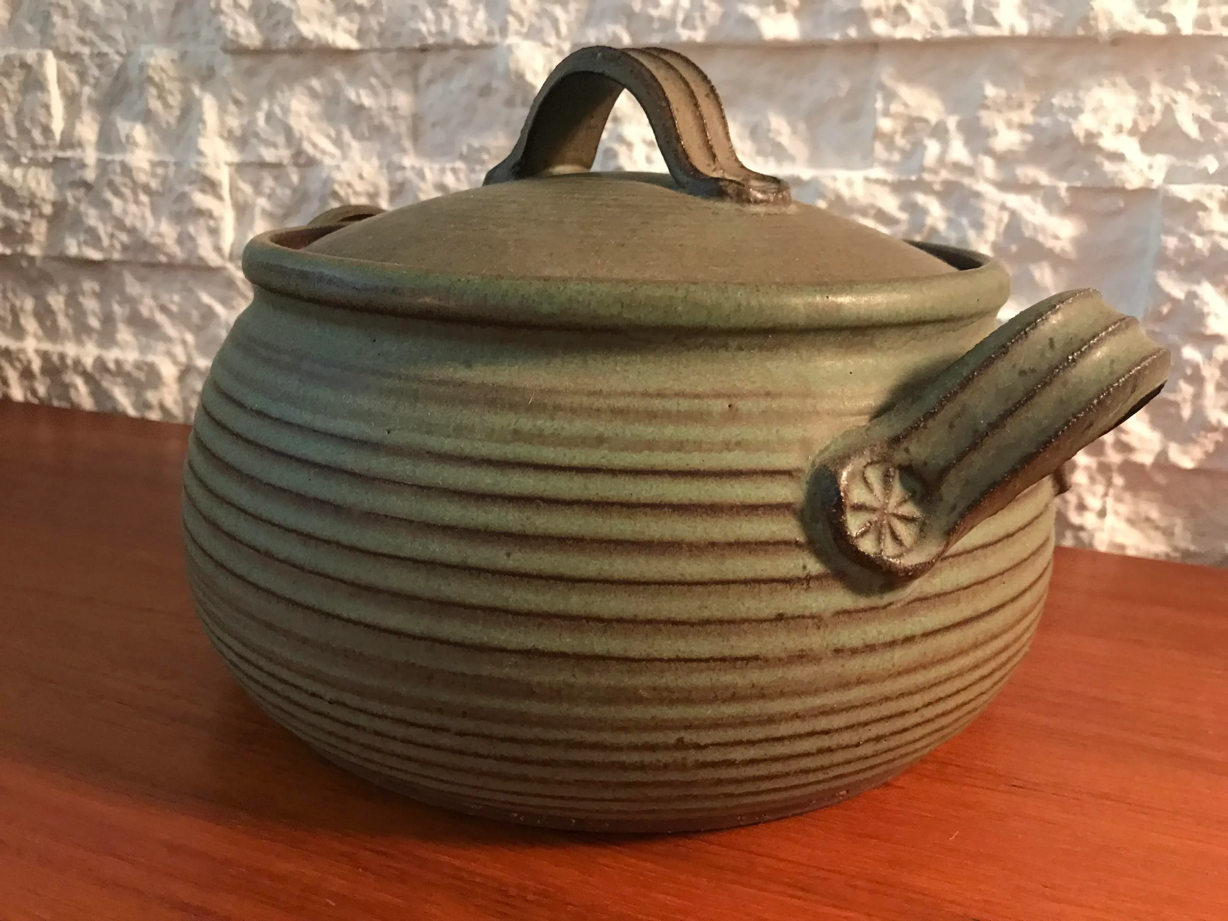 Circa 1950s Vintage Mid-Century Modern Skala American Studio Art Pottery Lidded Vessel