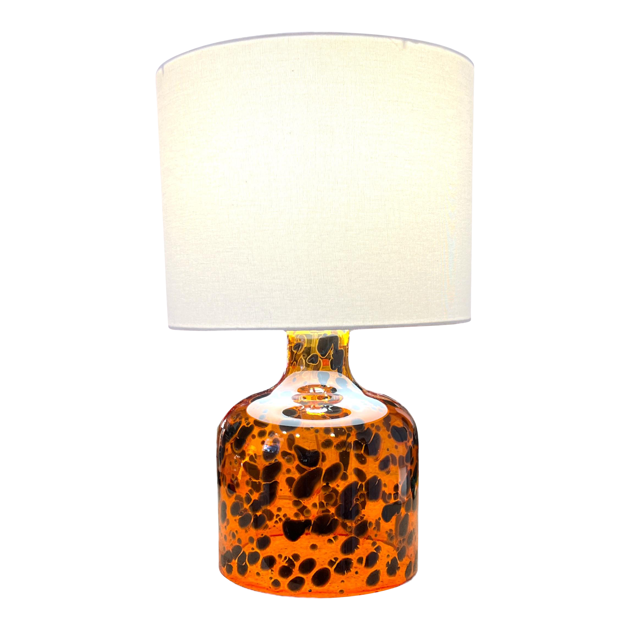 1990s Amber Tortoise Shell Lamp With Ivory Linen Shade