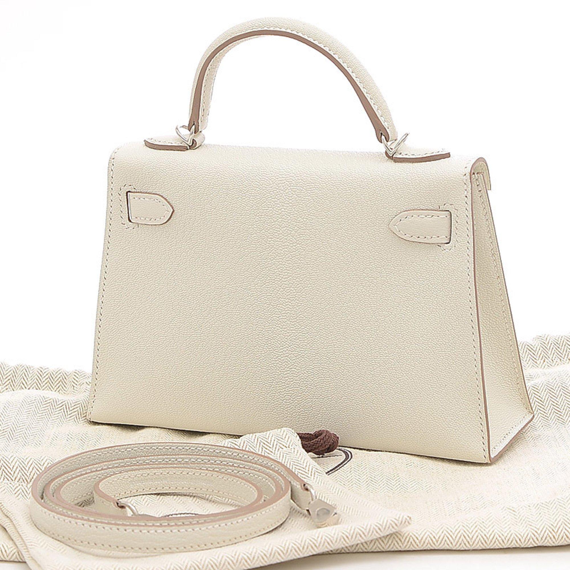 Hermes Kelly Mini de Chevre Mushroom Silver Hardware U Stamp