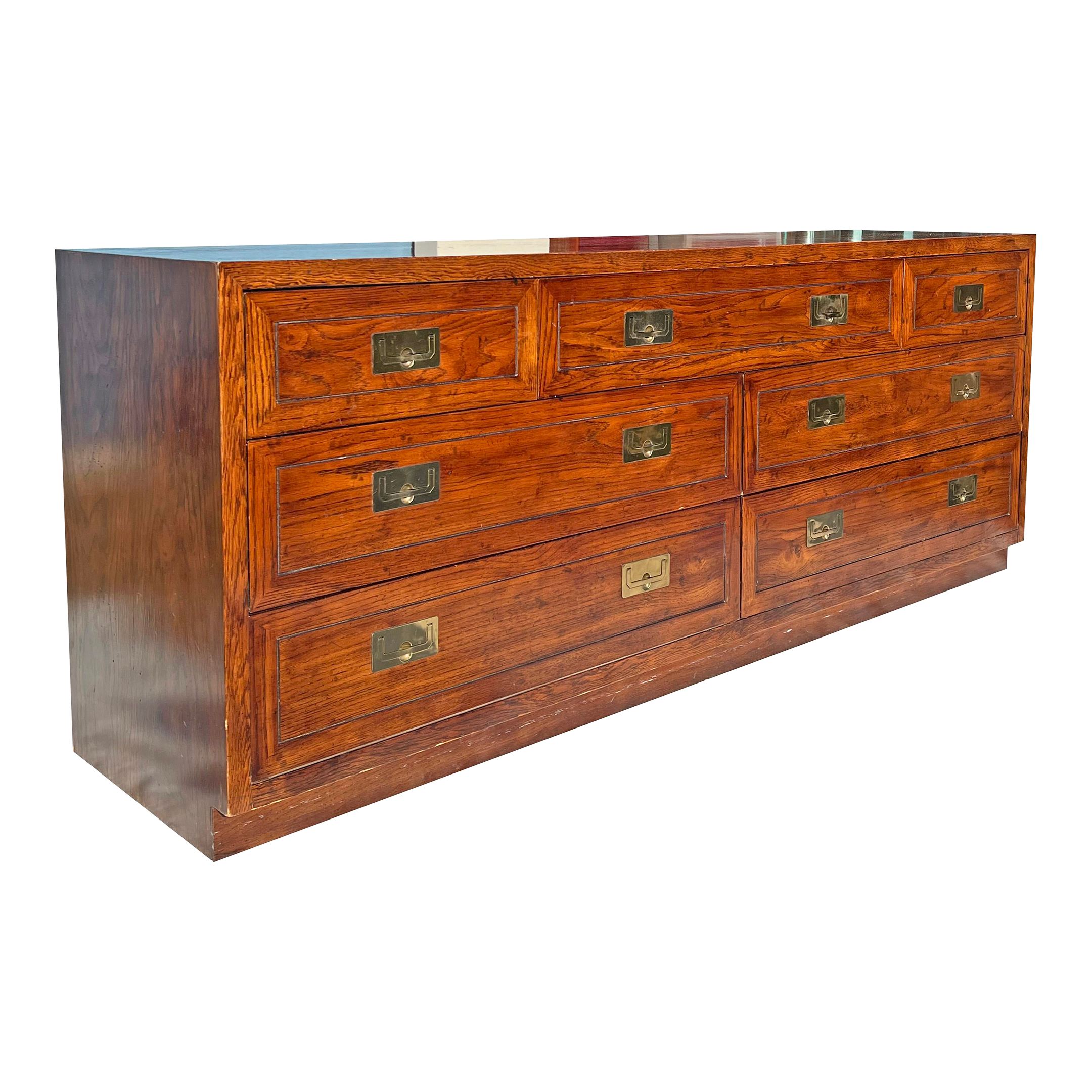 1980s Vintage Henredon Scene One 1 Campaign Dresser Brass Hardware