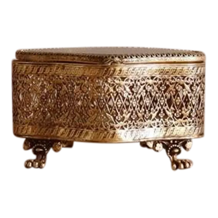 Vintage Gold Filigree & Beveled Glass Vanity Box Chairish