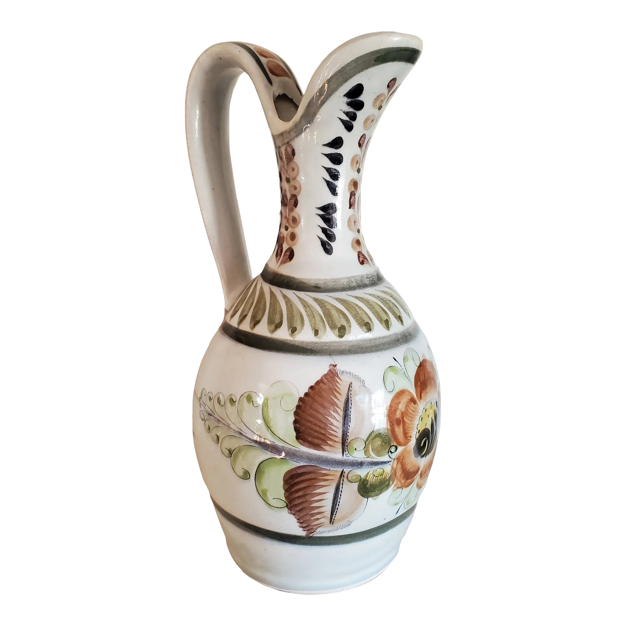 Large Vintage Hand Painted Mexican Jug