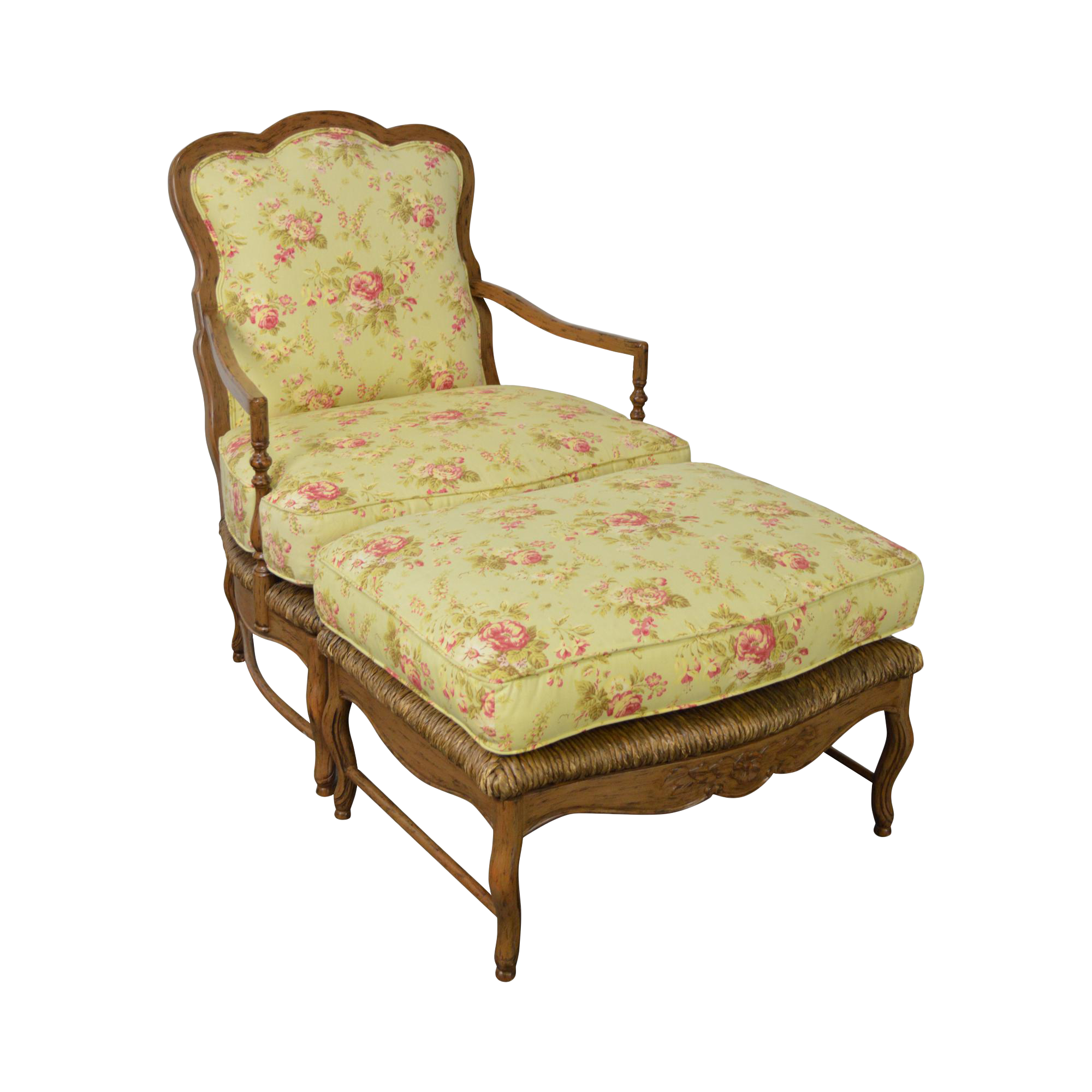 Calico Corners French Country Bergere Lounge Chair w/ Ottoman Chairish