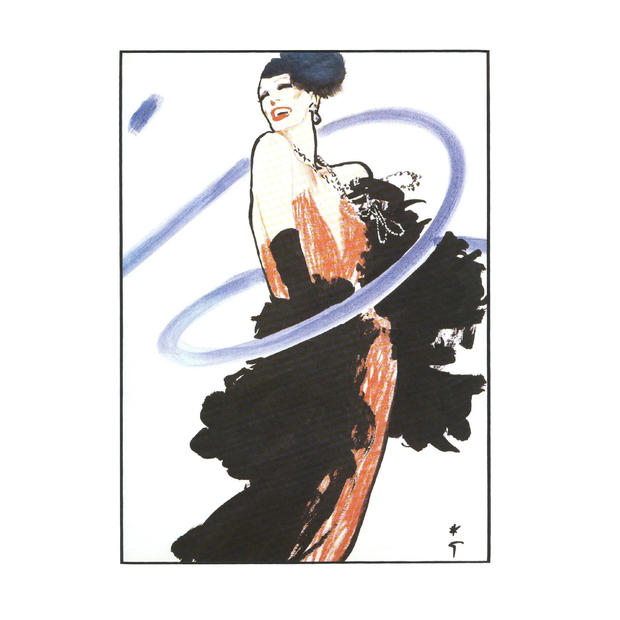 1985 French Fashion Print by Rene Gruau, Matted | Chairish
