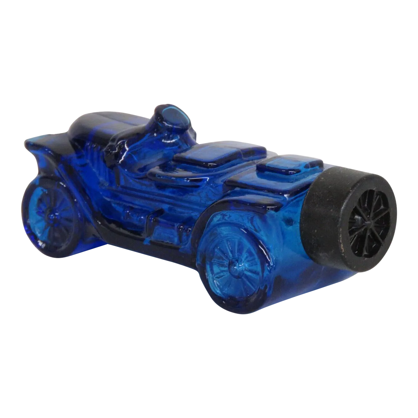 Avon Cobalt Blue Glass Race Car After Shave Cologne Bottle Empty