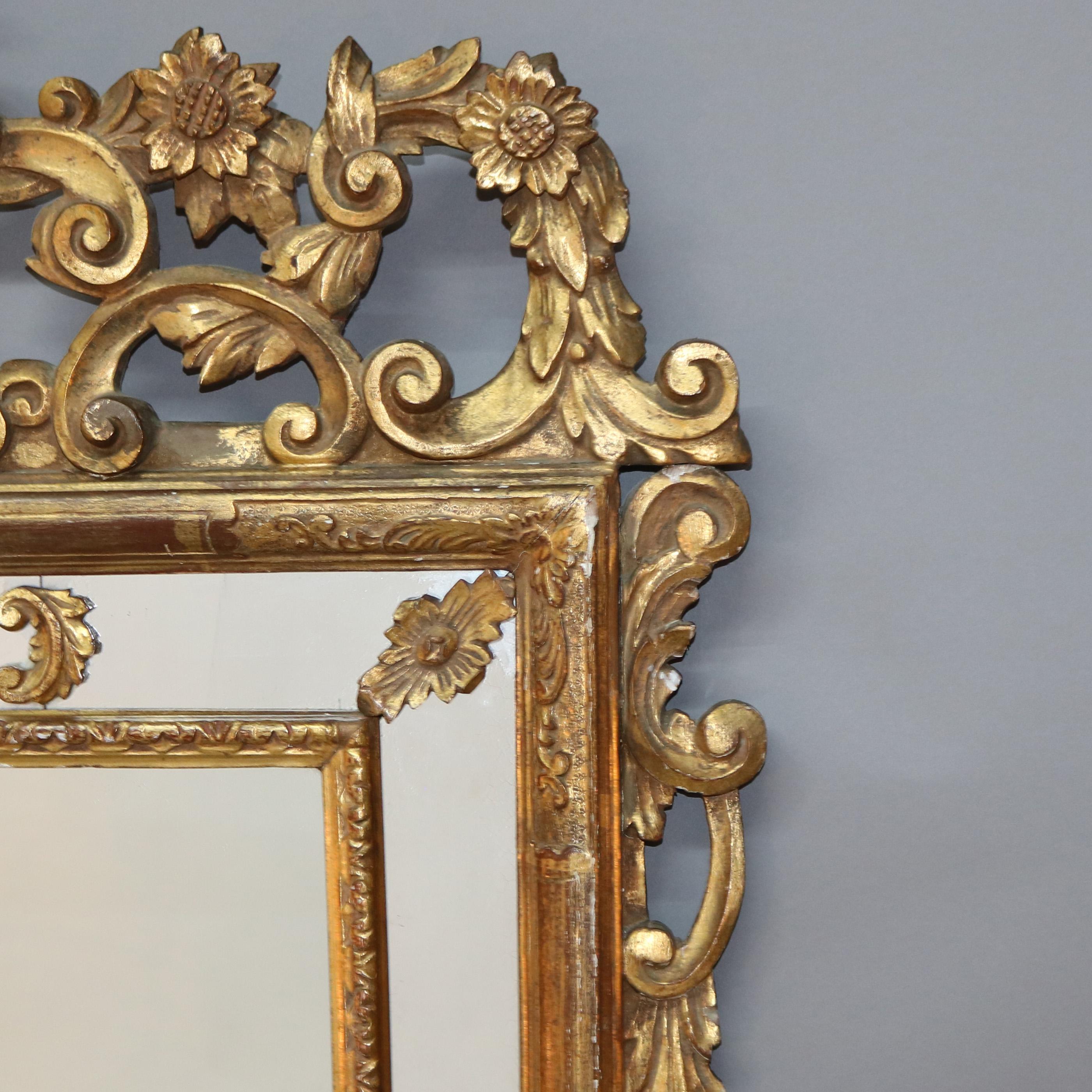 Large Antique Louis XIV Style Giltwood Parclose Foliate Form