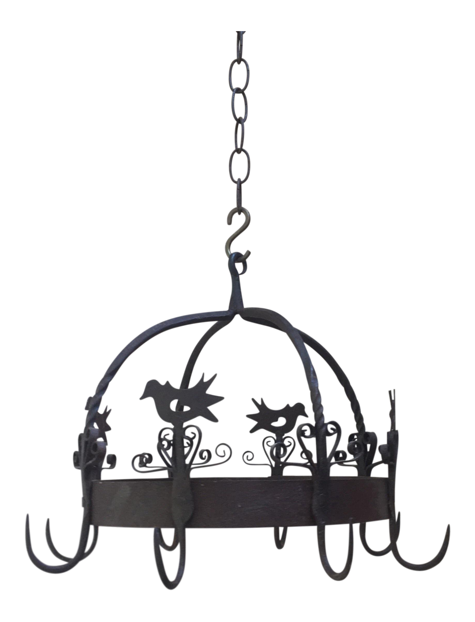 Vintage French Iron Crown Birds Pot Rack Chairish