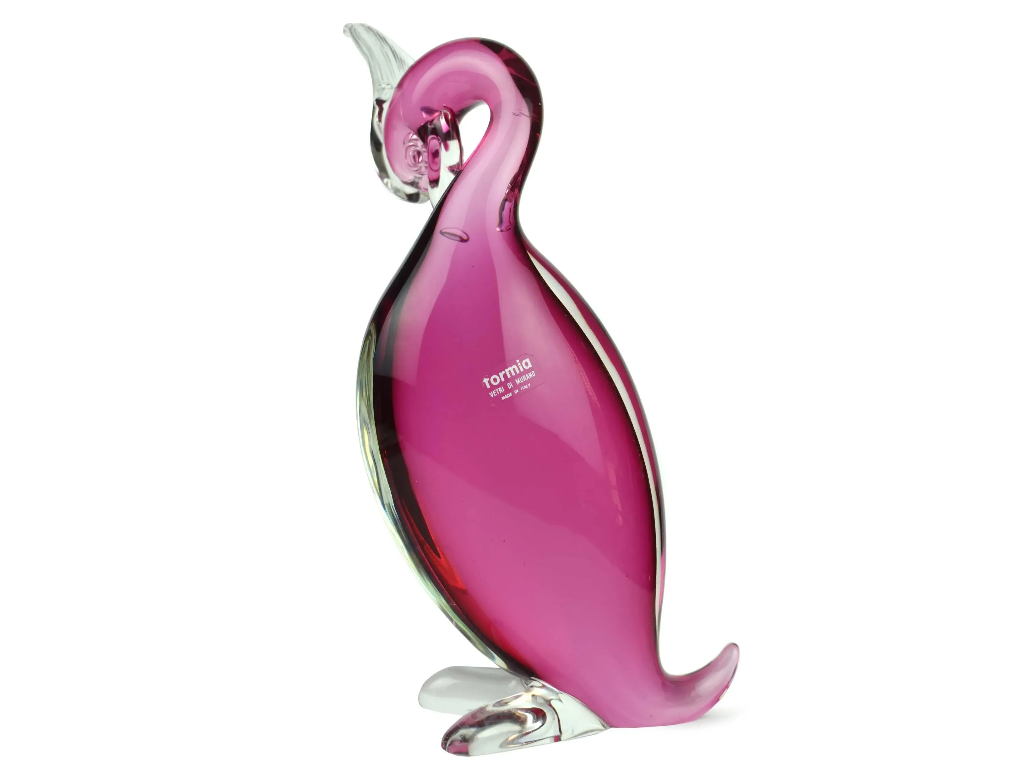 1970's Handmade Modern Design Pink Formia Vetri Murano Bird
