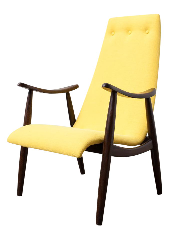 MidCentury Modern Yellow High Back Slipper Chair Chairish