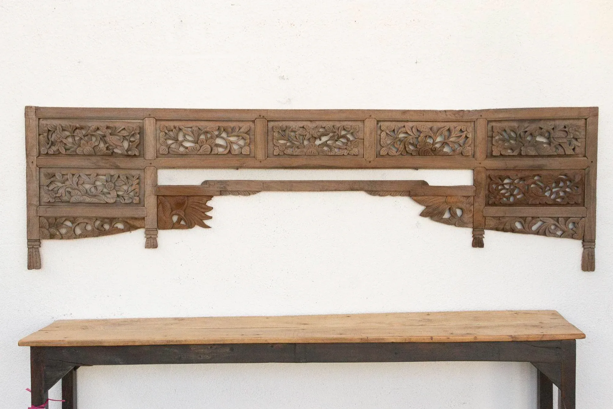 Complete Antique Oxidized Teak Architectural Lintel