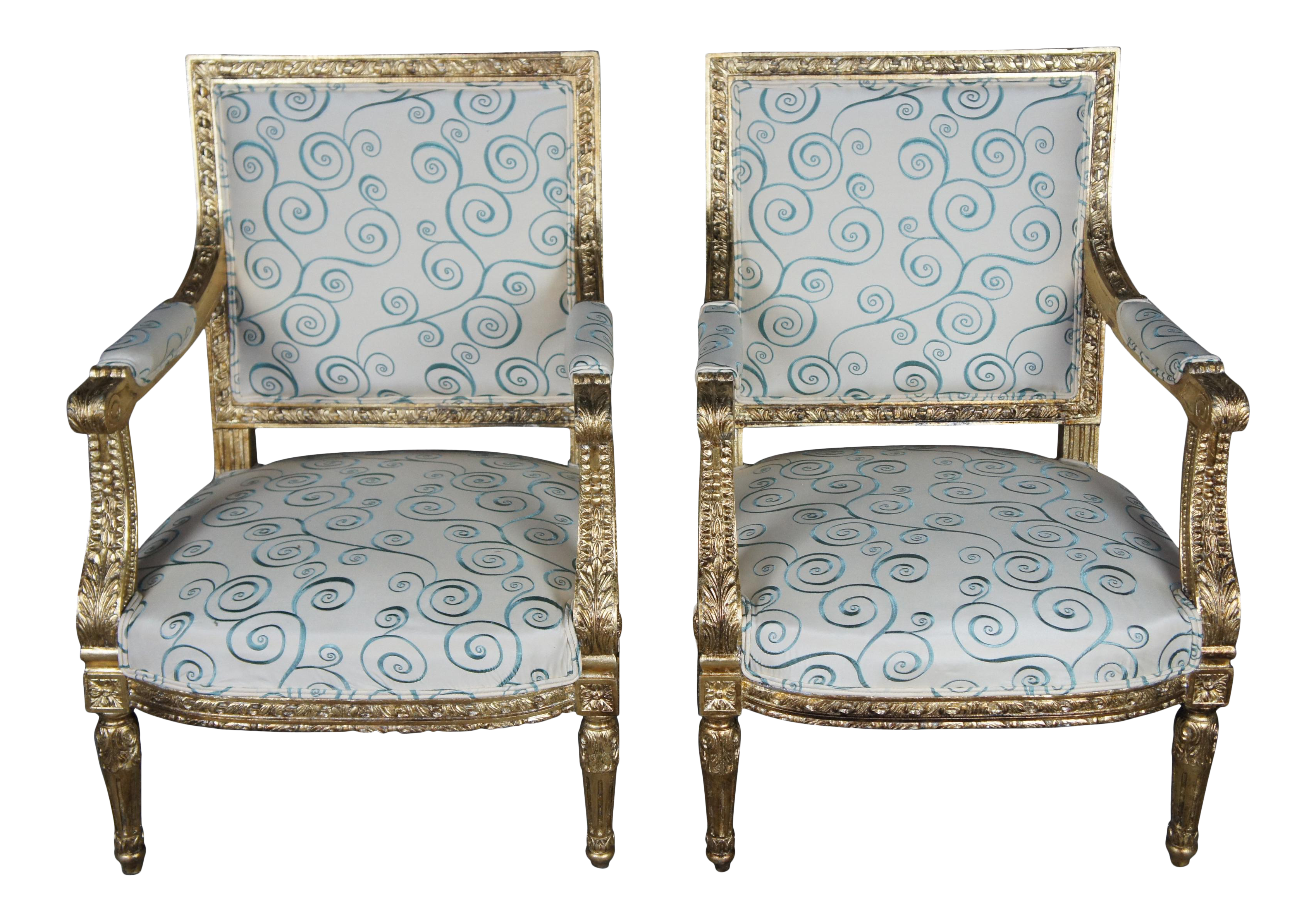 1870s Louis XVI Style Ebonized Fauteuil in Upholstered Linen – Lee