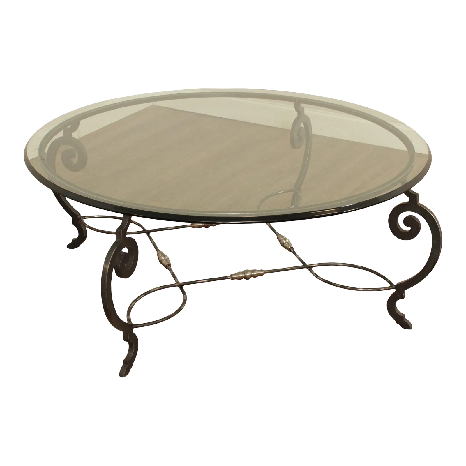 Tuscan Style 60Inch Round Glass Top Wrought Iron Coffee Table Chairish