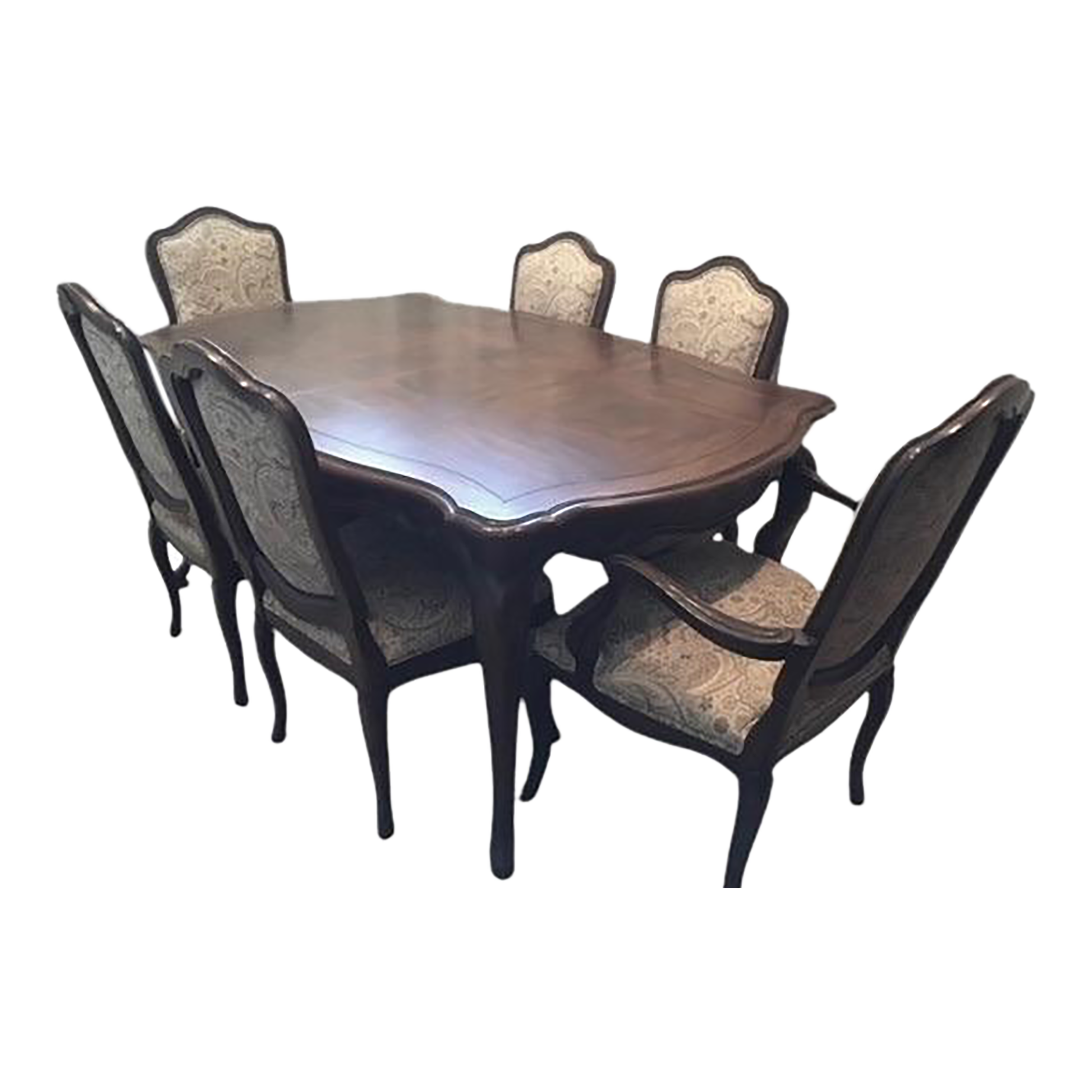 1970s Mount Airy Vintage French Country Dining Table With 6 Chairs & 2