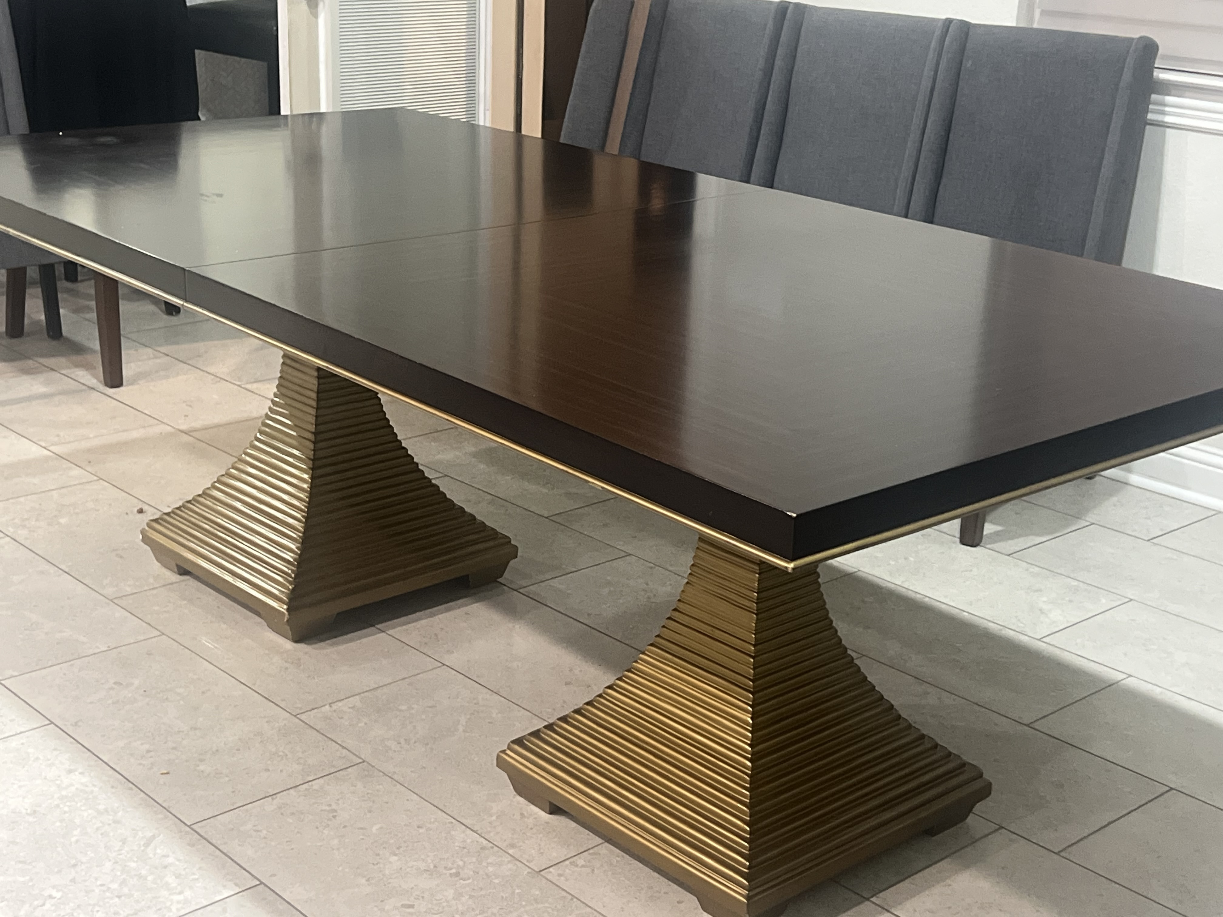 Bernhardt Jet Set Double Pedestal Dining Table in Caviar