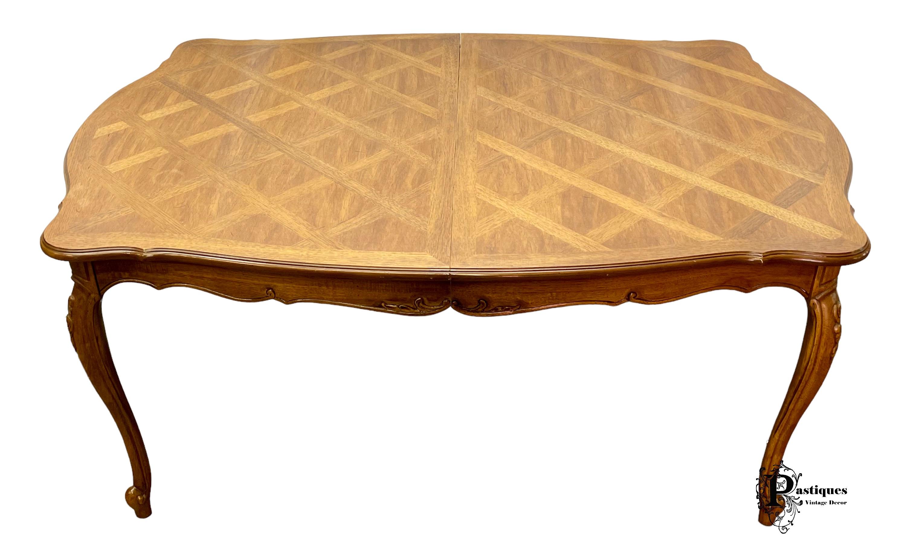 Vintage Thomasville French Provincial Style Parquet Dining Table