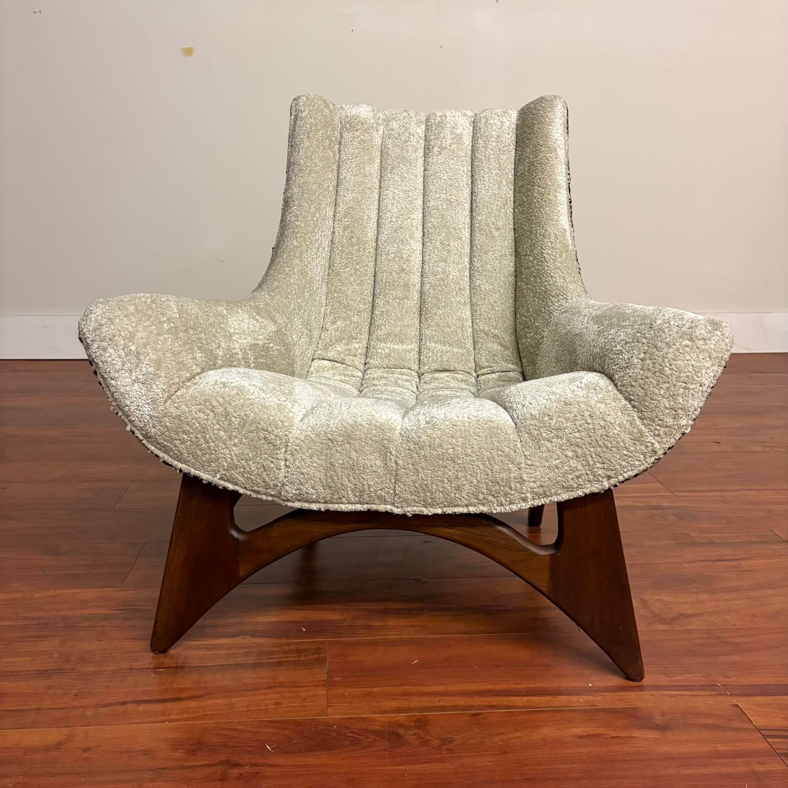 Mid-Century Adrian Pearsall Lounge Chair, Newly Reupholstered in Knoll Ita & Nobilis Arctique