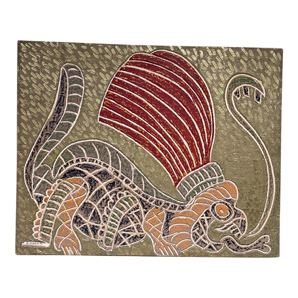 1990s Abstract Mixed Media Art La Reina Gustavo Olguín Mexico