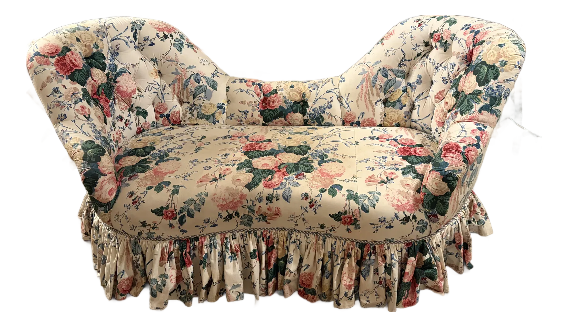 nude vintage 1970s Frech Quilted ビスチェ Vintage French Provincial Floral Chintz Conversation Double Spoon