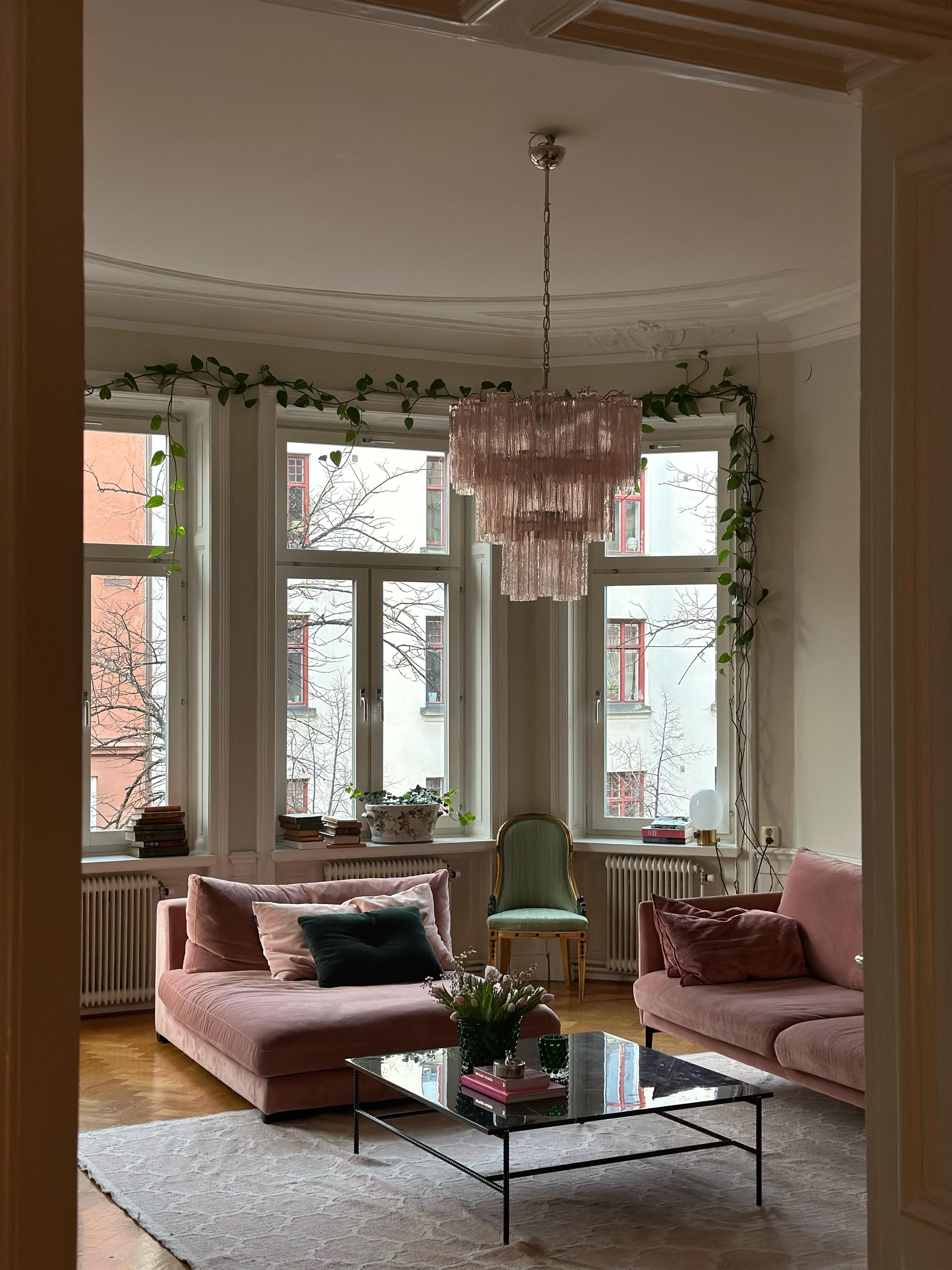 Pink Murano Glass Tronchi Chandelier