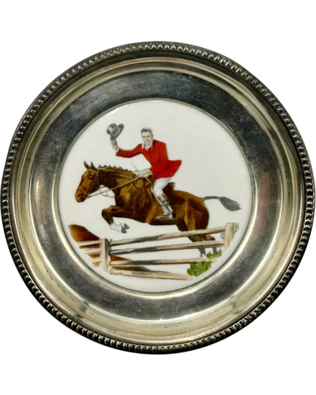 Vintage Frankfort Distillers Christmas 1949 Equestrian Horse Coaster Dish