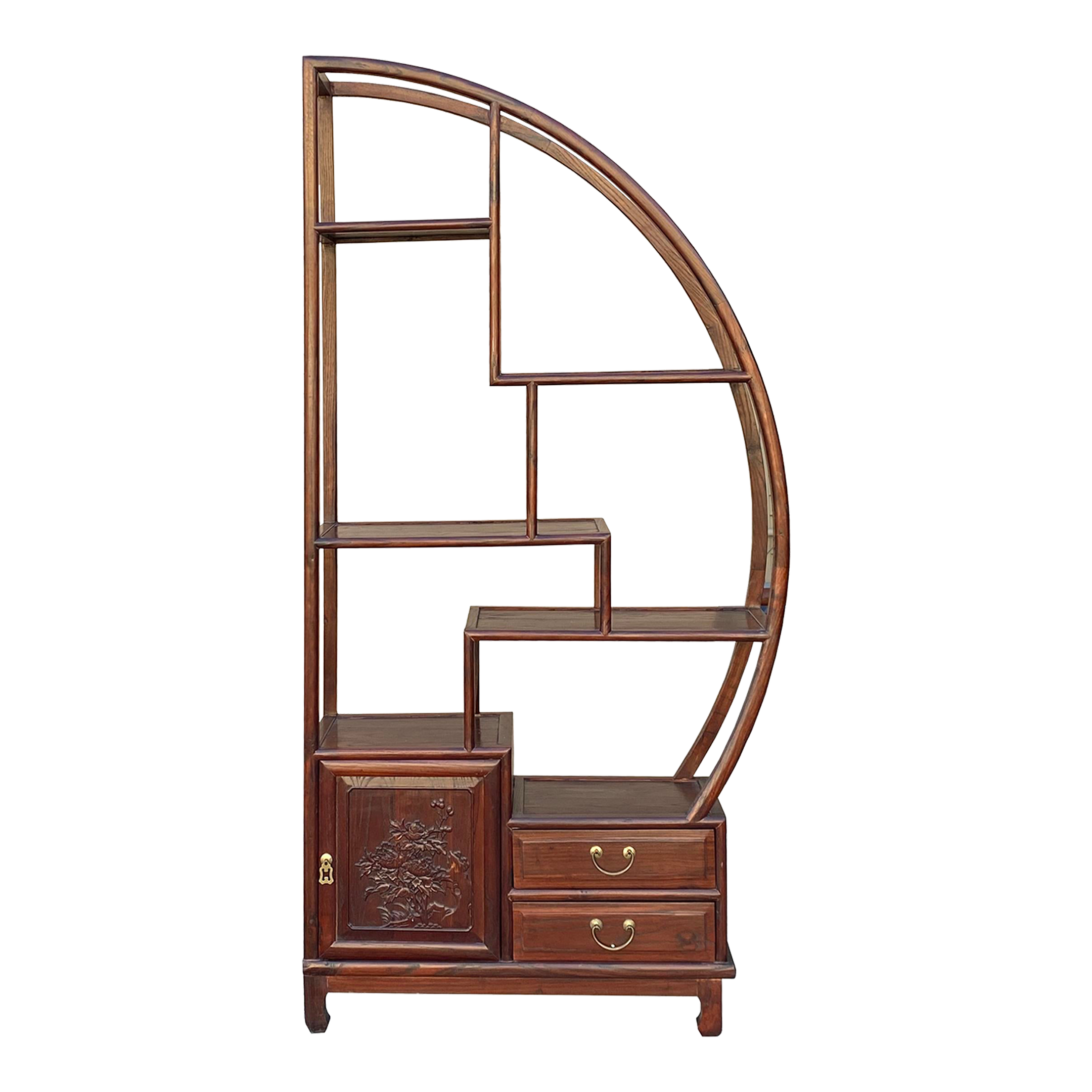 Chinese Brown HalfRound Shape Display Curio Room Divider