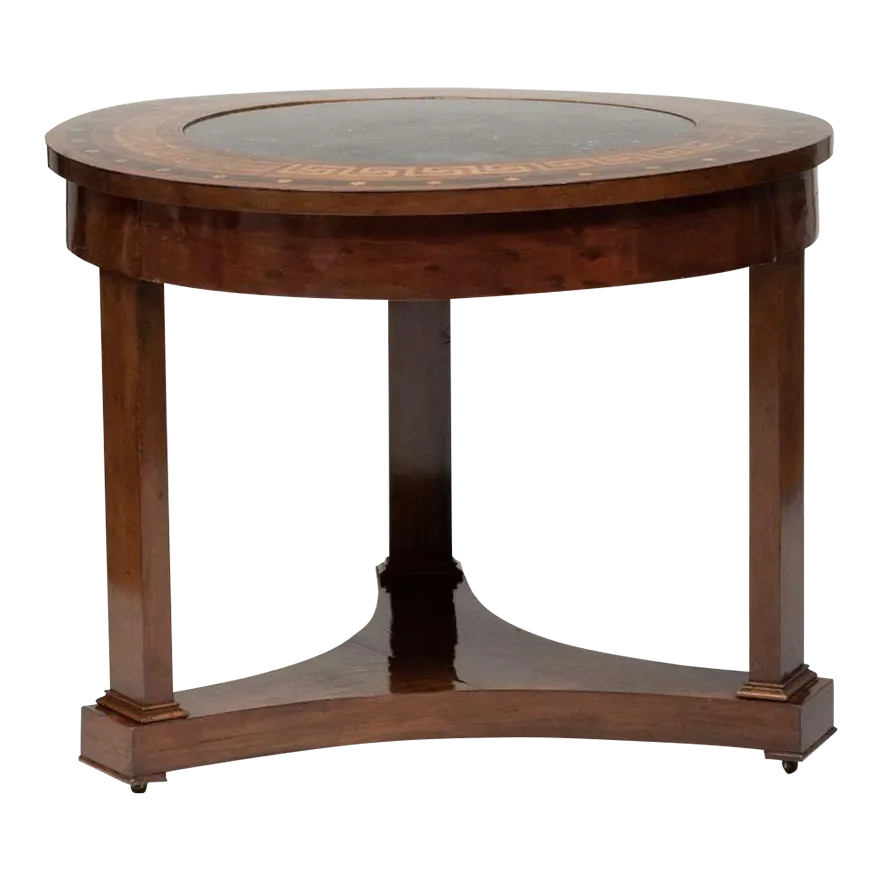 Empire Style Mahogany Table With Inset Fossilized Marble Top Chairish