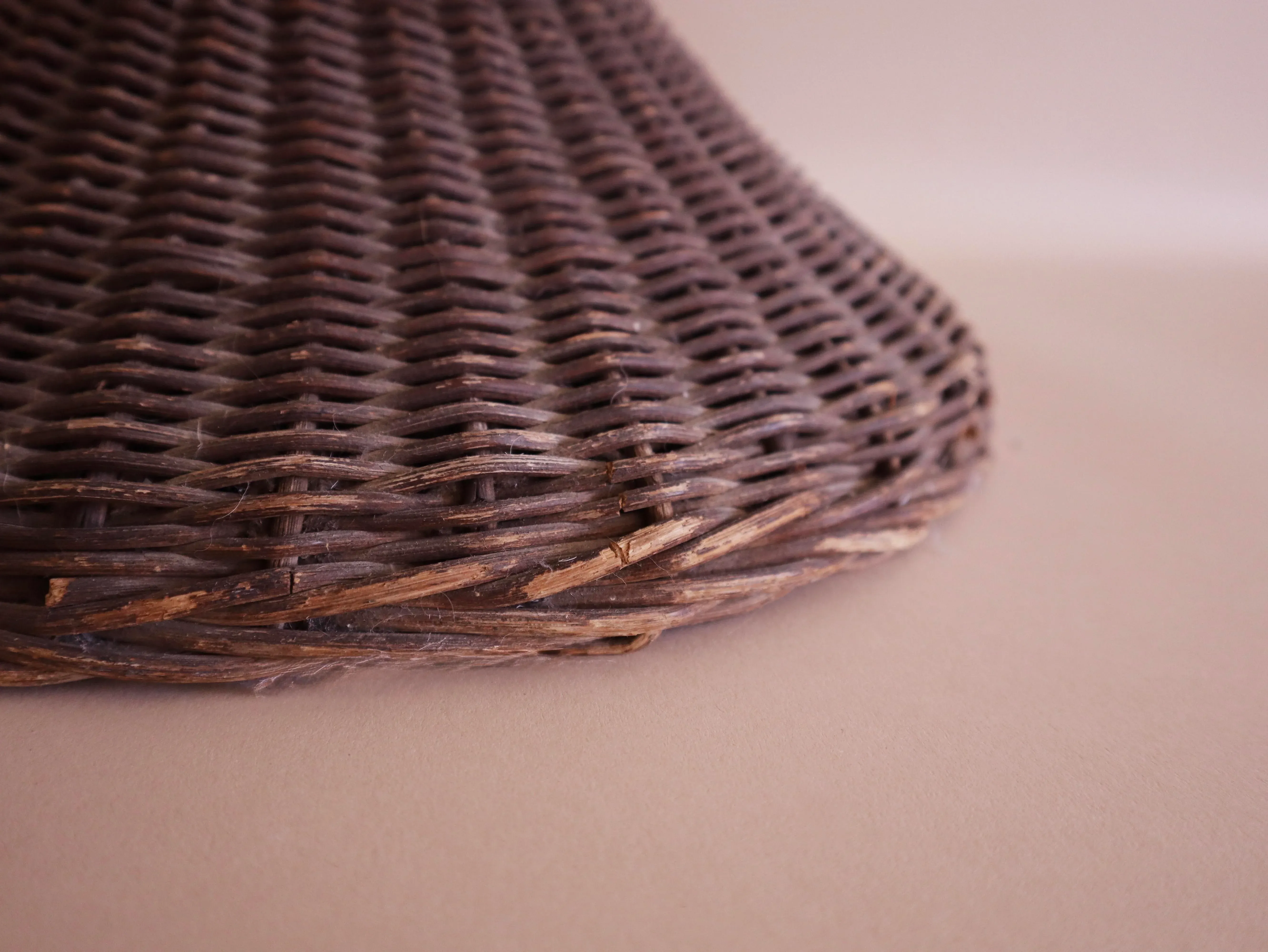 Late 19th Century Antique Standing Woven Wicker Basket