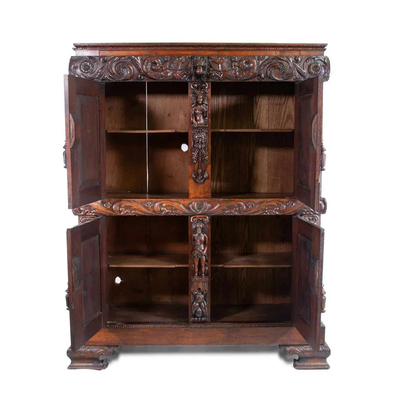 19th Century French Renaissance Revival Cabinet With Ornamental Figural Carvings