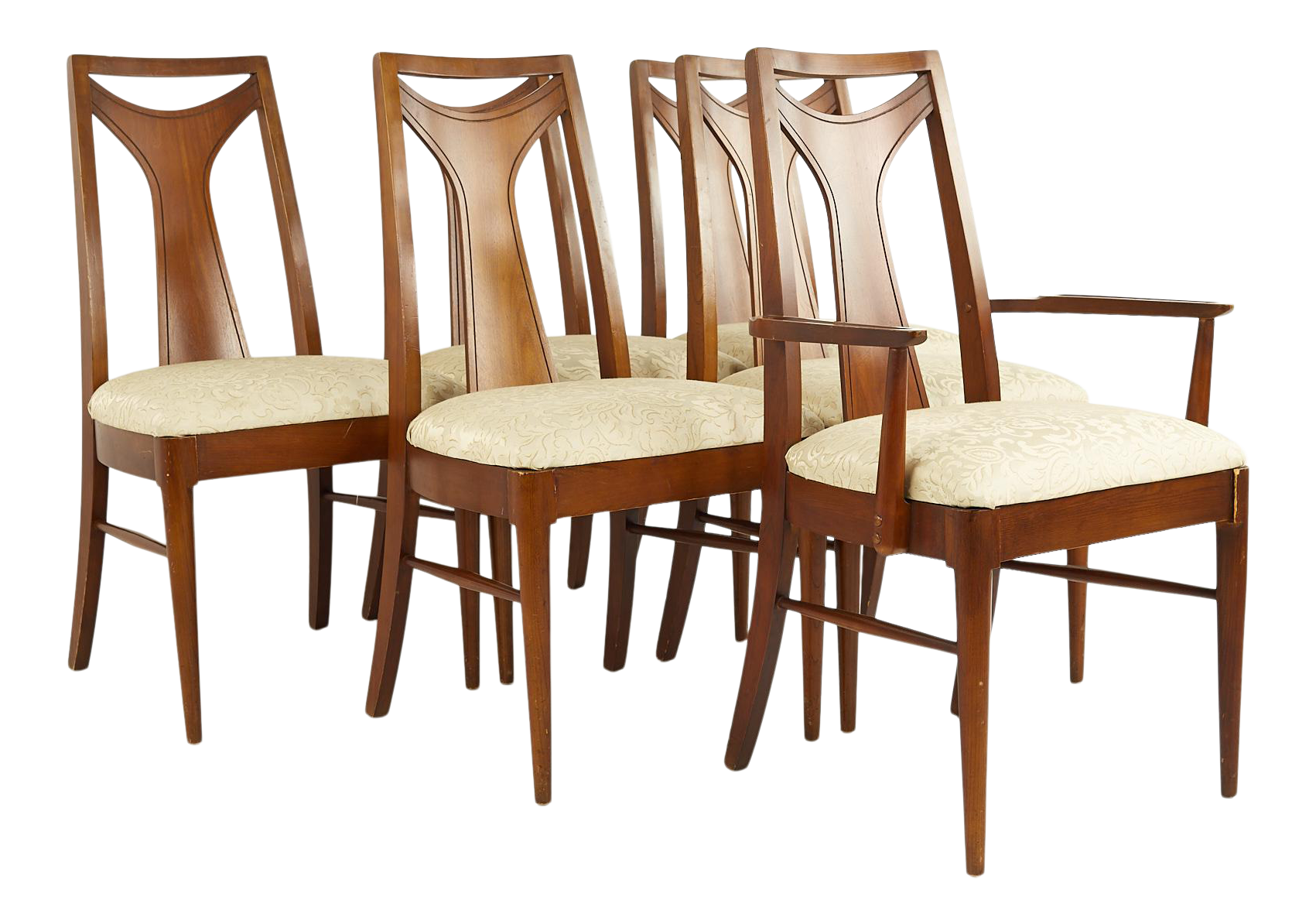 Kent Coffey Perspecta Mid Century Walnut Dining Chairs Set of 6
