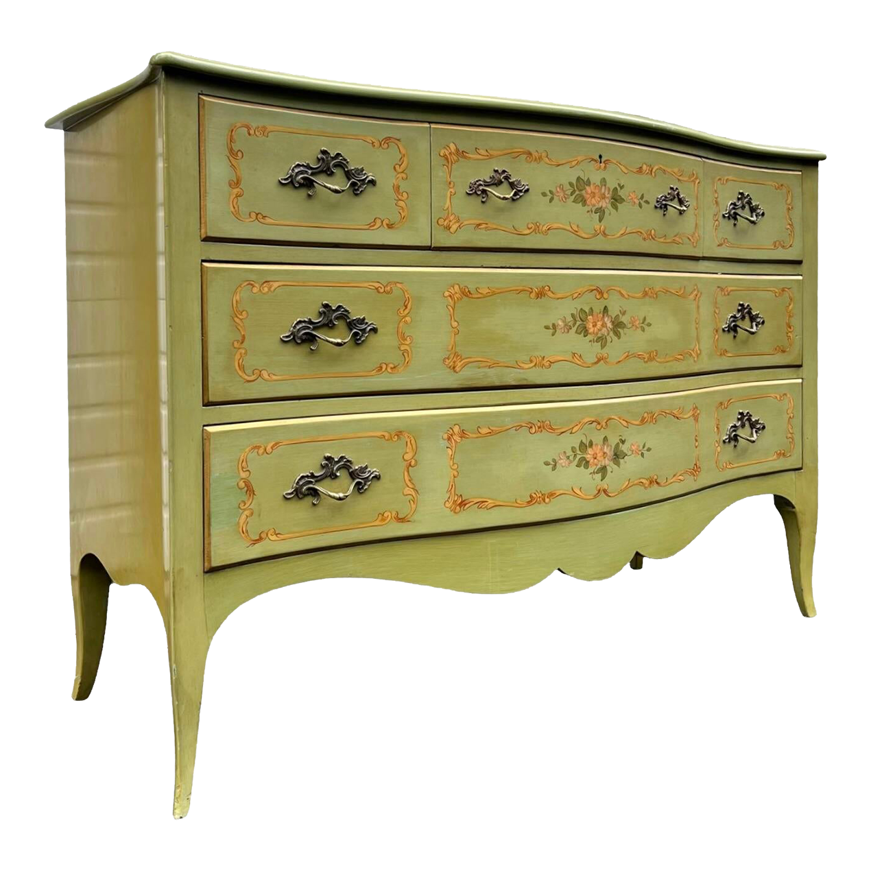 1950s Vintage French Provincial Style Cherry Wood Dresser by John