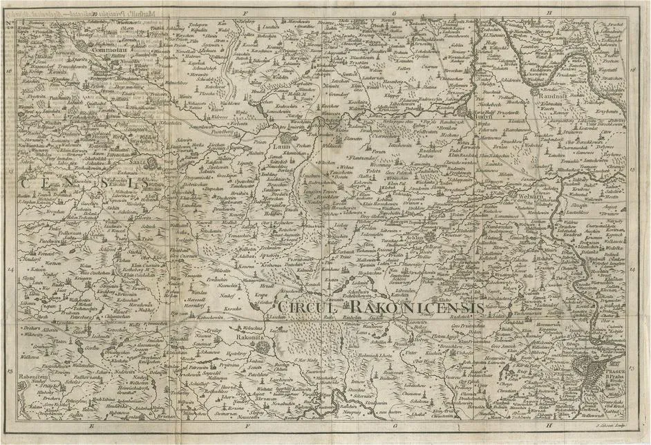 Antique Map of Prague and Its North West Environs, 1760