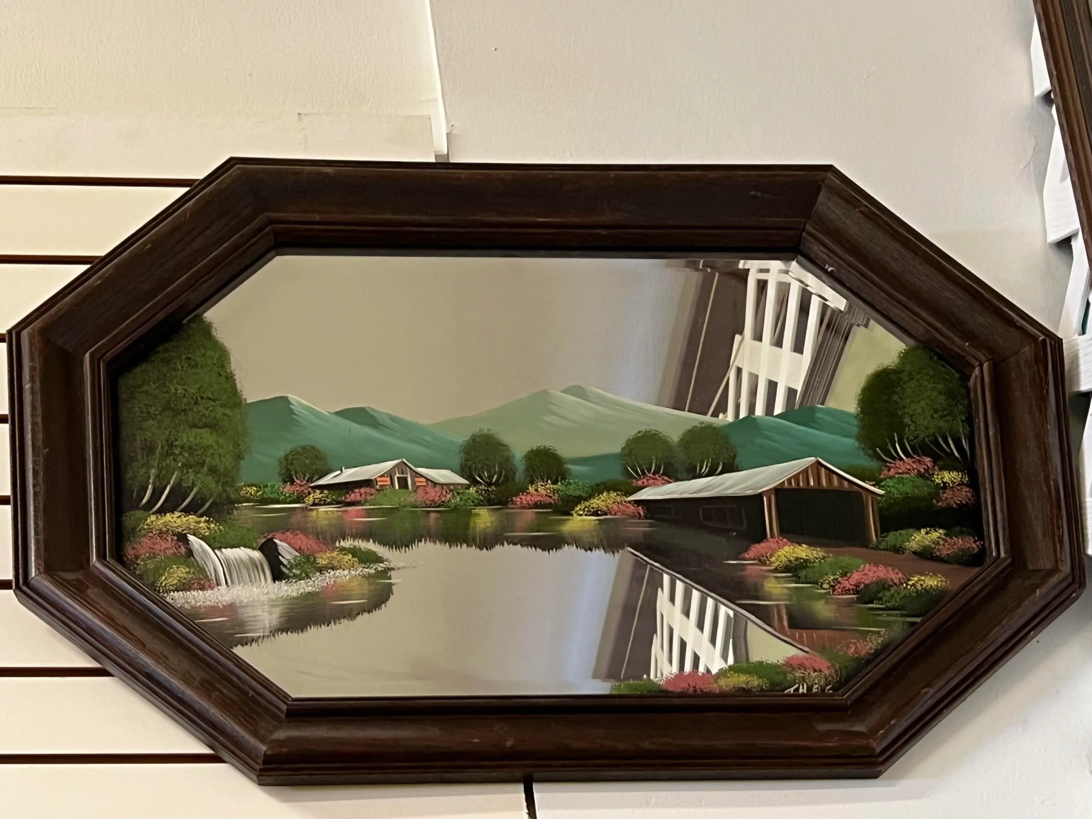 Mid Century Painted Scene Wall Mirror