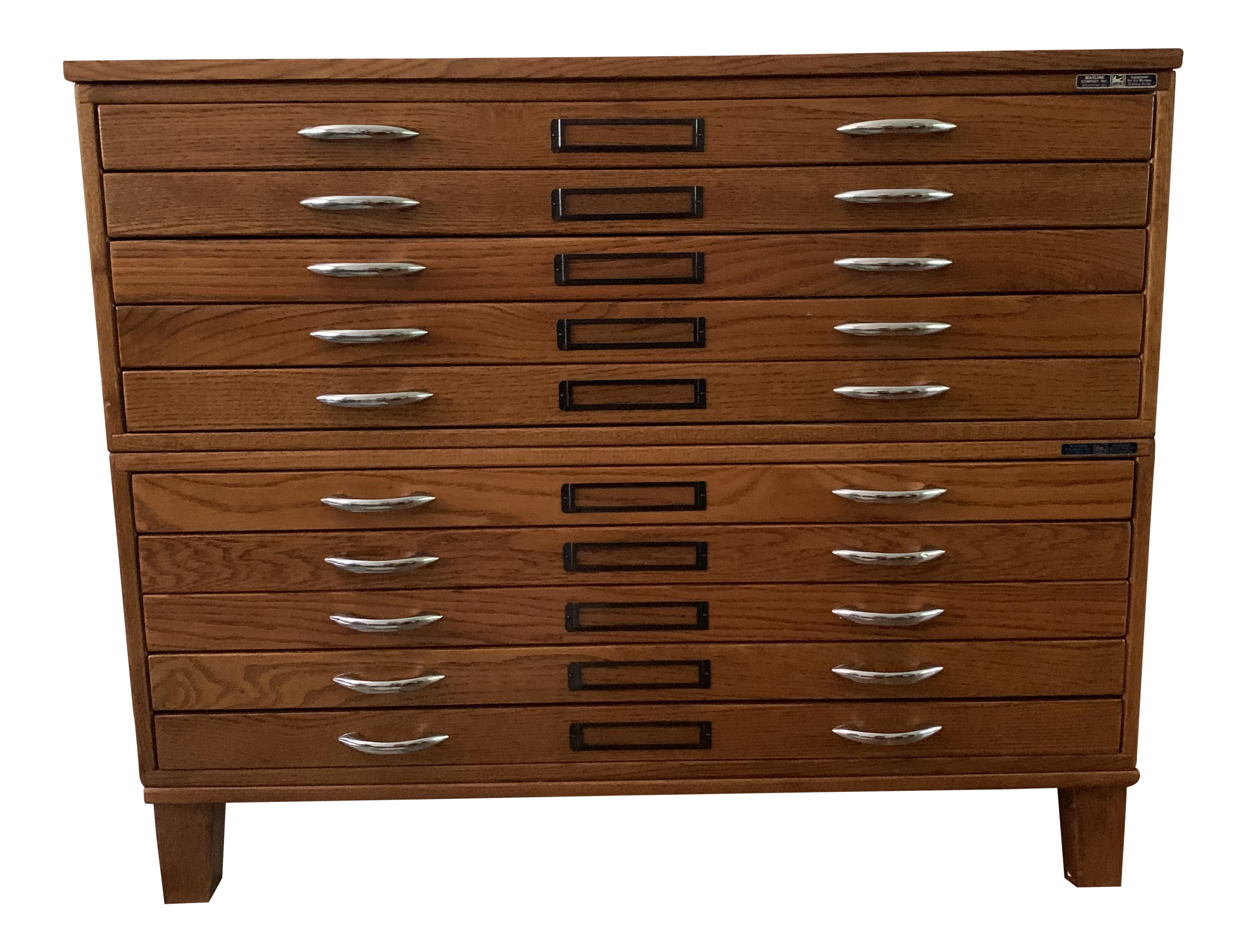 Vintage Mayline 10 Drawer Blueprint Flat File Oak Cabinet Chairish