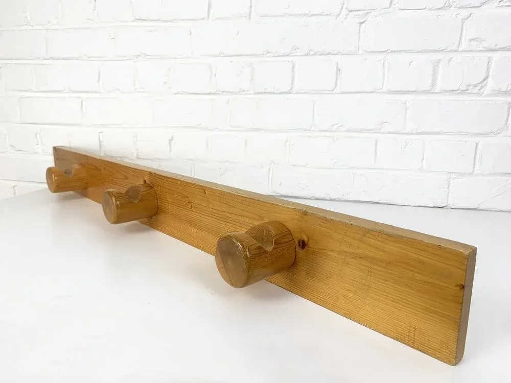 French Coat Rack in Pinewood attributed to Charlotte Perriand for