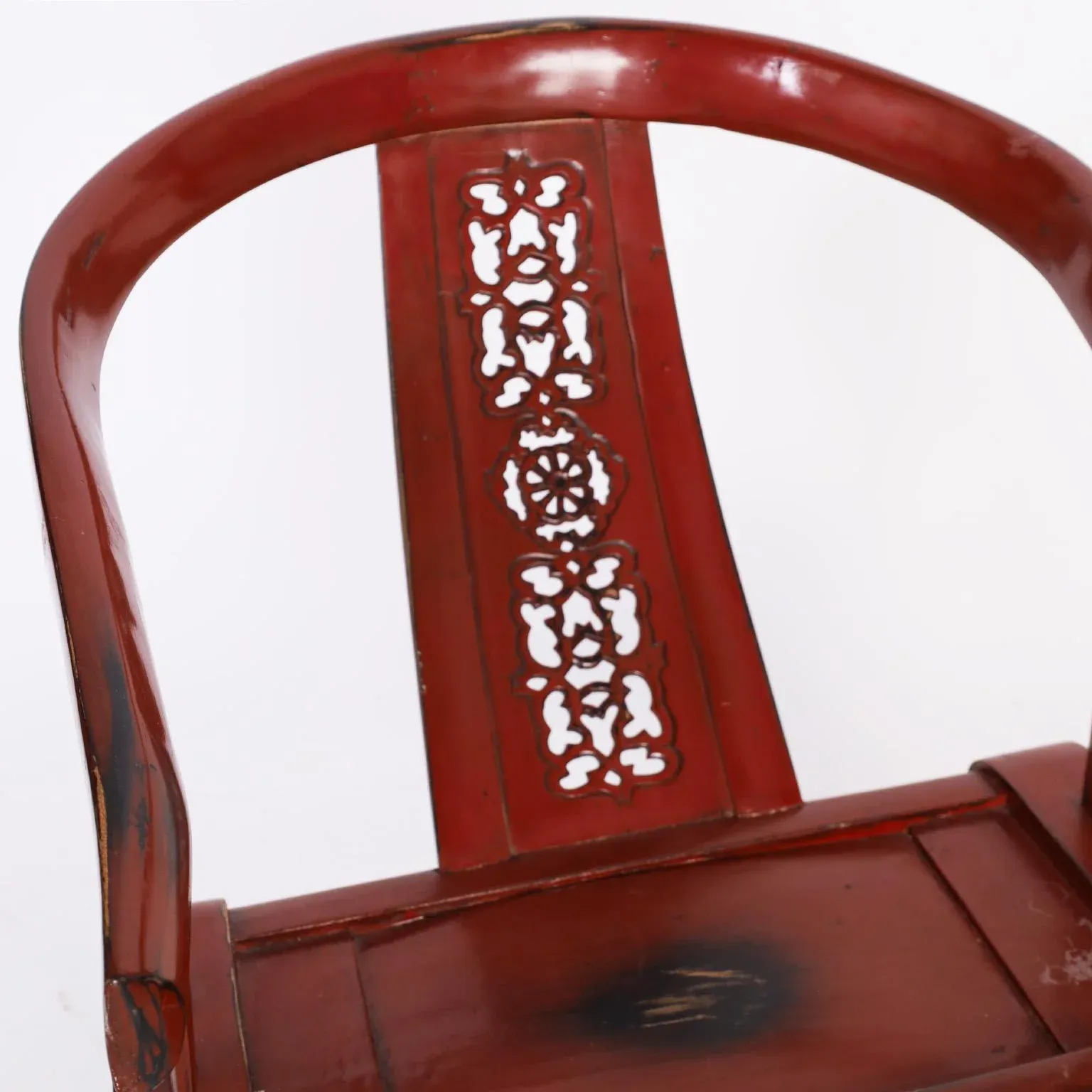 Chinese Style Red Lacquer Chair | Chairish