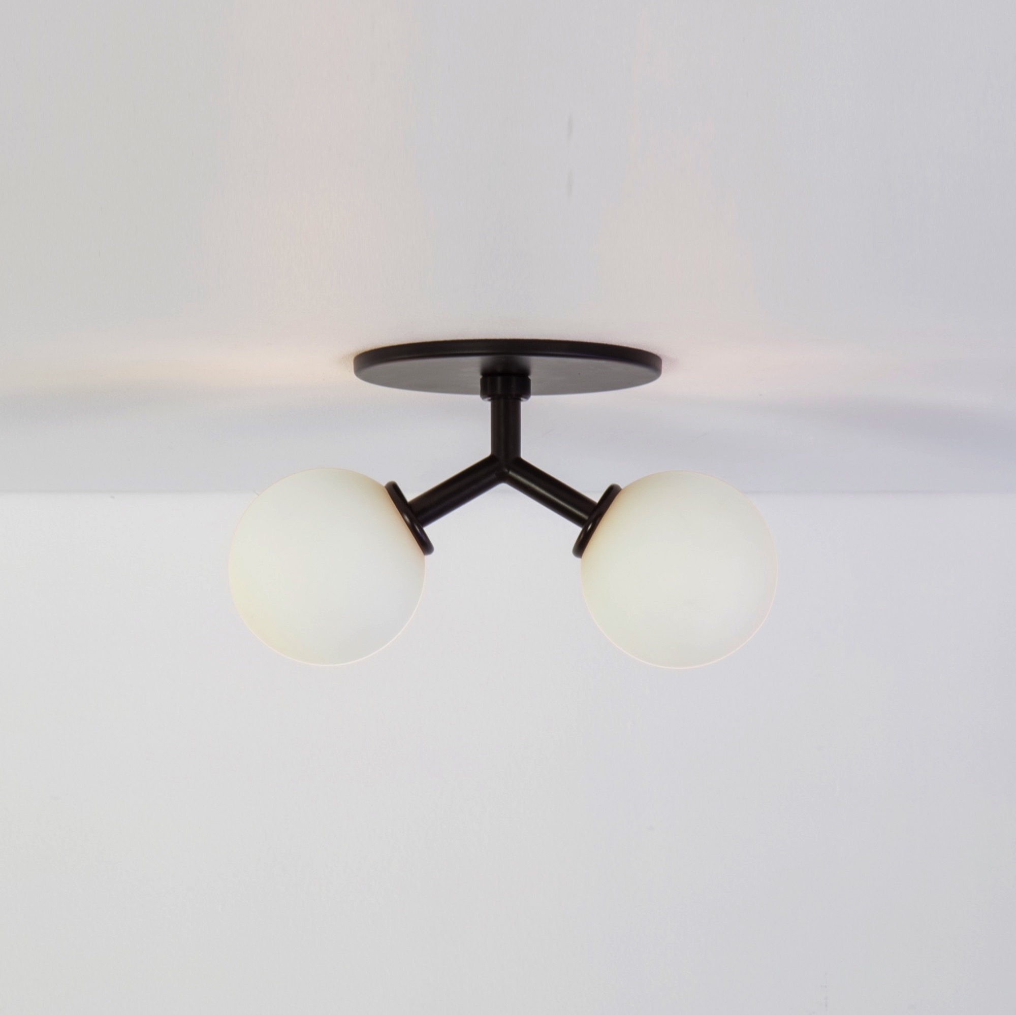 Y Flush Mount, Modern, 3 Inches Glass Globes, by Research.Lighting, Modern, Minimal