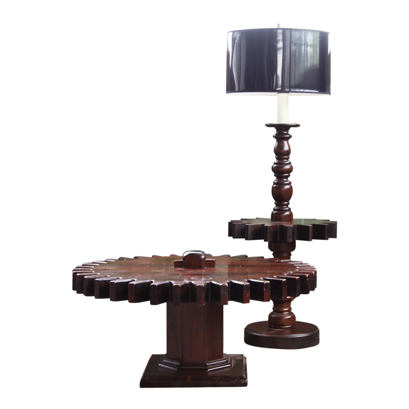 1970s Mid Century Modern Ethan Allen Cog Wheel Spinning Gear Sprocket