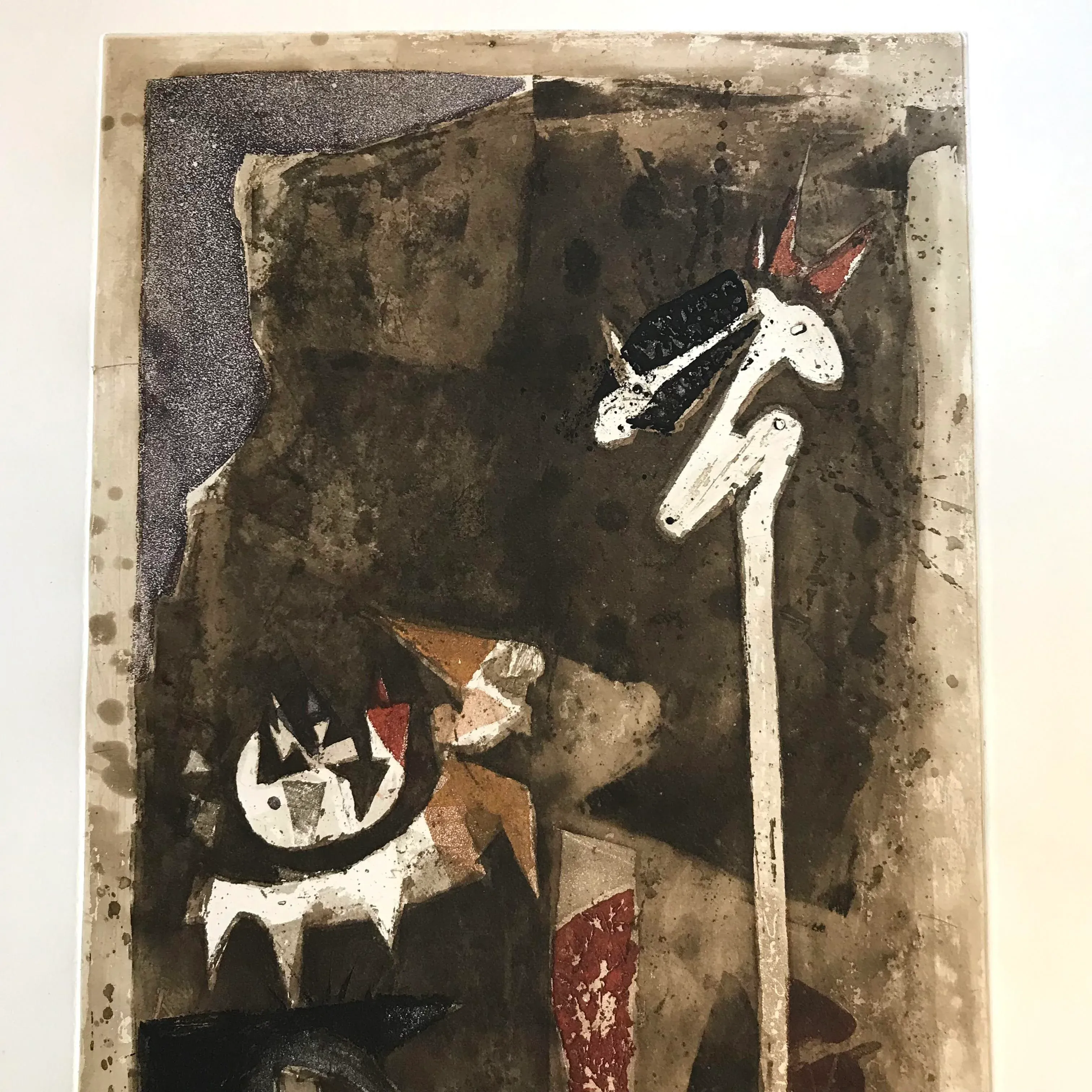 1962 Abstract Signed Aquatint Etching by Jose Ortega | Chairish