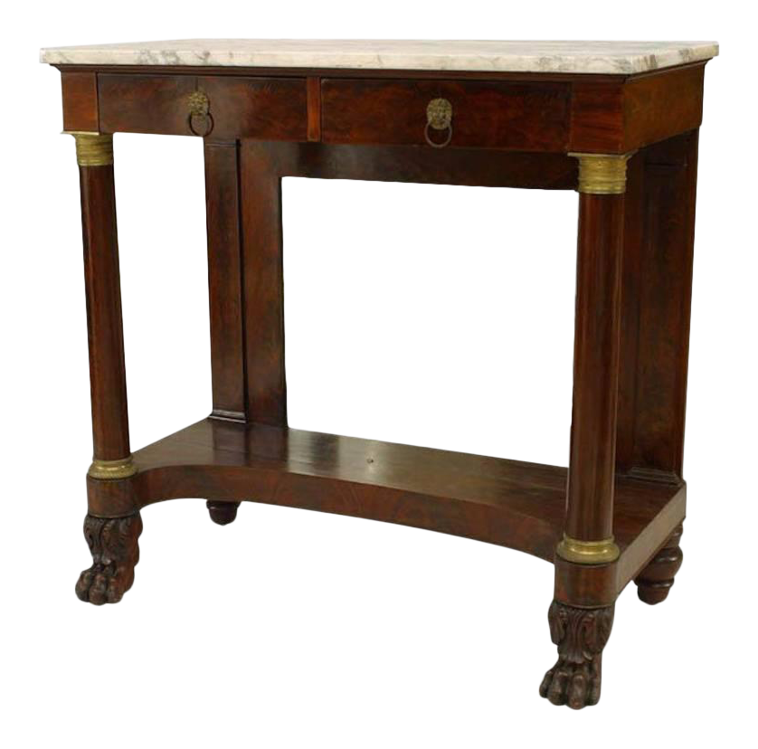 American Empire Mirrored Console Table with White Marble Top Chairish