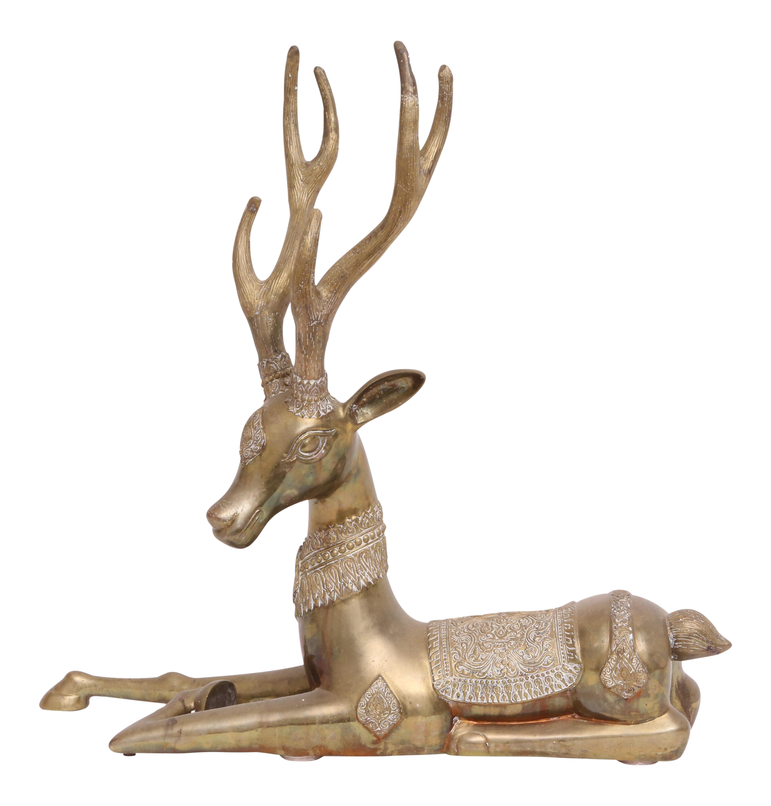 OverSized MidCentury Resting Solid Brass Deer Statue Figurine Chairish